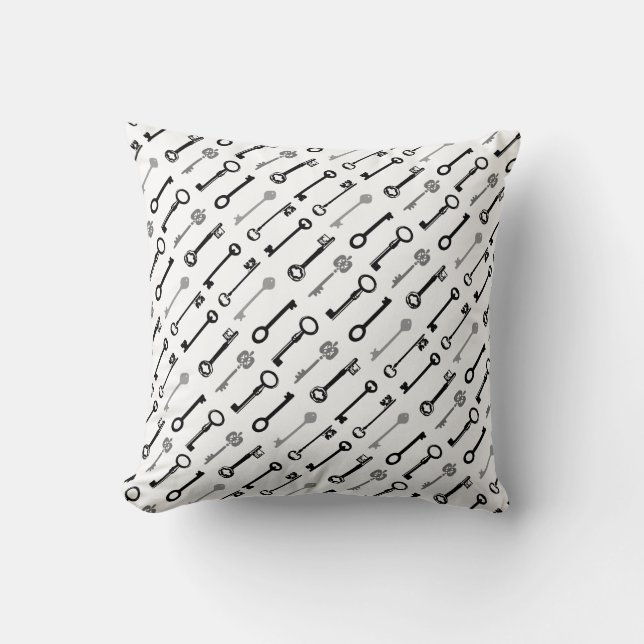 Vintage Skeleton Key Pillow - solid back (Front)