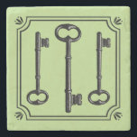 Vintage Skeleton Keys Stone Coaster<br><div class="desc">Vintage Skeleton Keys with Ornate Frame Stone Coasters. *Tip: Can change Background Colour - Click the Customize It button > Background Colour Eyedropper Icon > Advanced link if you would like to enter html colour code.</div>
