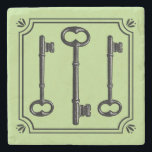 Vintage Skeleton Keys Stone Coaster<br><div class="desc">Vintage Skeleton Keys with Ornate Frame Stone Coasters. *Tip: Can change Background Colour - Click the Customize It button > Background Colour Eyedropper Icon > Advanced link if you would like to enter html colour code.</div>