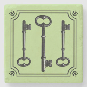 Vintage Skeleton Keys Stone Coaster