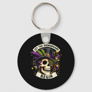 Vintage Skeleton Let The Shenanigans Begin Mardi G Keychain
