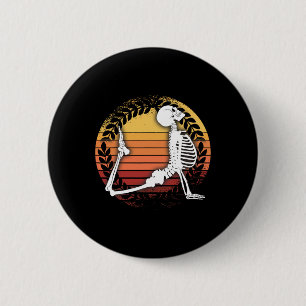 Vintage Skeleton Make Yoga Upward Facing Dog Pose 2 Inch Round Button