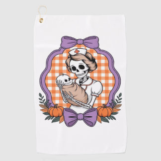 Vintage Skeleton Nurse and Baby � Cute Halloween R Golf Towel