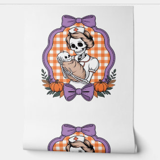 Vintage Skeleton Nurse and Baby � Cute Halloween R Wallpaper
