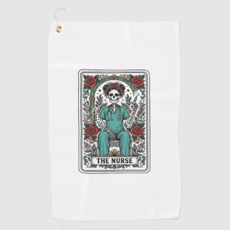 Vintage Skeleton Nurse Tarot Card Shirt Design_1 Golf Towel