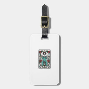 Vintage Skeleton Nurse Tarot Card Shirt Design_1 Luggage Tag