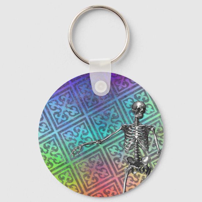 Vintage  Skeleton  on Pastels Keychain (Front)