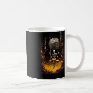 Vintage Skeleton On The Swing In The Forest Hallow Coffee Mug