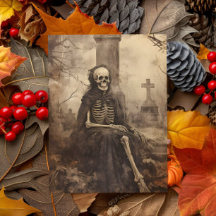 Vintage Skeleton Photo Decoupage  Postcard