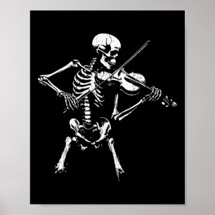 Vintage Skeleton Playing The Violin Halloween Rock Poster