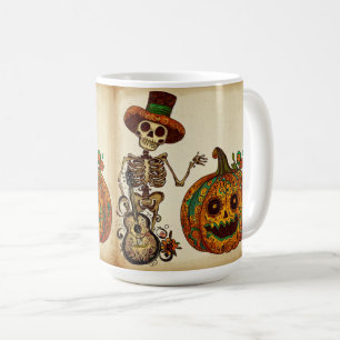 Vintage Skeleton/Pumpkin Day of the Dead Coffee Mug