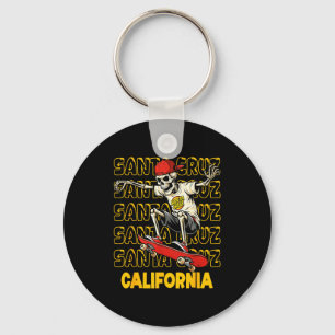Vintage skeleton skateboard santa cruz california keychain