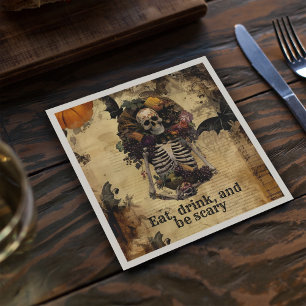  Vintage Skeleton Spooky Halloween Dinner Party Napkin