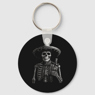 Vintage Skeleton Tequila Mexico Dia De Los Muertos Keychain