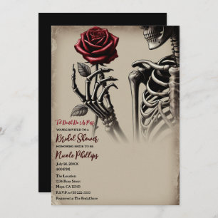 Vintage Skeleton with Red Rose Bridal Shower Invitation