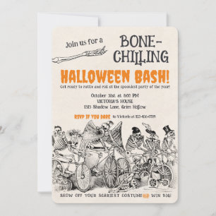 Vintage Skeletons 2 Bone-Chilling  Halloween Party Invitation