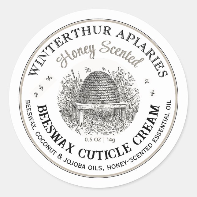  Vintage Skep Beeswax Cuticle Cream Label  (Front)