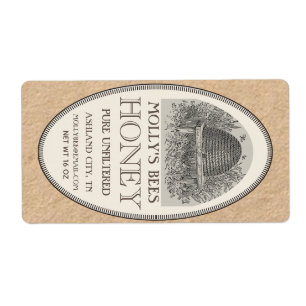 Vintage Skep Honey Étiquette Ivory sur Kraft