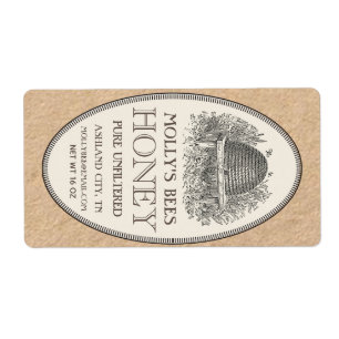 Vintage Skep Honey Label Ivory on Kraft