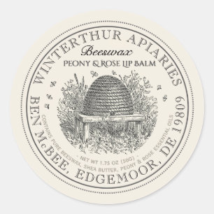 Vintage Skep ivoire Beeswax Lip Balm Étiquette