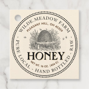 Vintage Skep Local Honey Jar Necktag Favour Tags