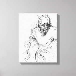 Vintage Sketch of American Football Player in Moti Canvas Print
