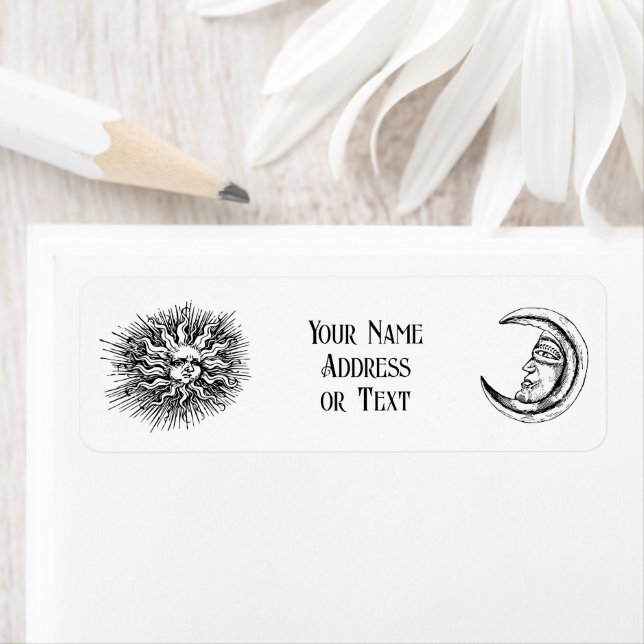 Vintage Sketch of Mystic Moon and Sun (Insitu)