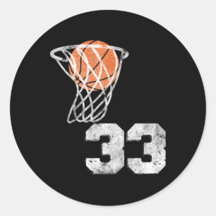 Vintage Sketll Jersey Number 33 Player Number Classic Round Sticker
