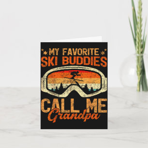 Vintage ski buddies call grandpa skiing father's card