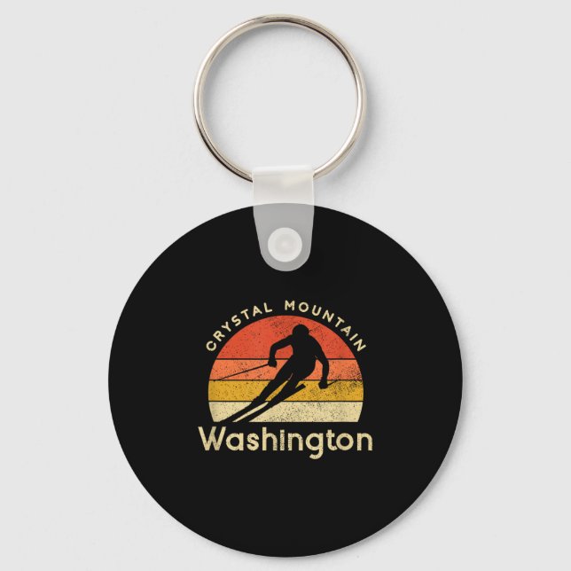 Vintage Ski Crystal Mountain Washington Mountain  Keychain (Front)