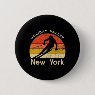 Vintage Ski Holiday Valley New York Mountain 2 Inch Round Button