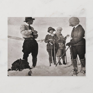 Vintage ski image, Dressed for the pistes Postcard
