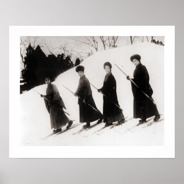 Vintage ski  image, Four Japanese ladies Poster (Front)