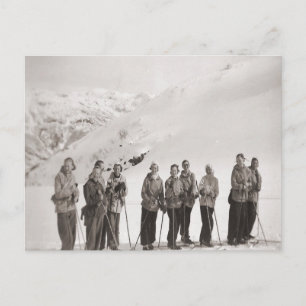 Vintage ski image, Ladies ski outing Postcard