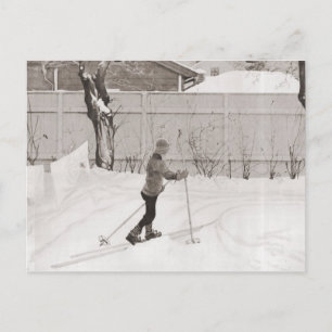 Vintage ski  image, Learning to ski Postcard