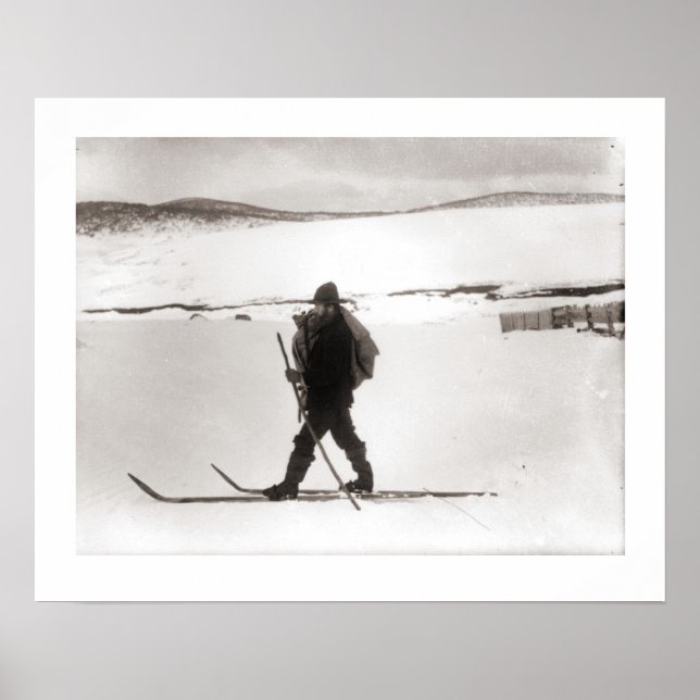 Vintage ski  image, Nordic style Poster (Front)