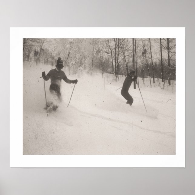Vintage ski  image, Powder is wonderful Poster (Front)