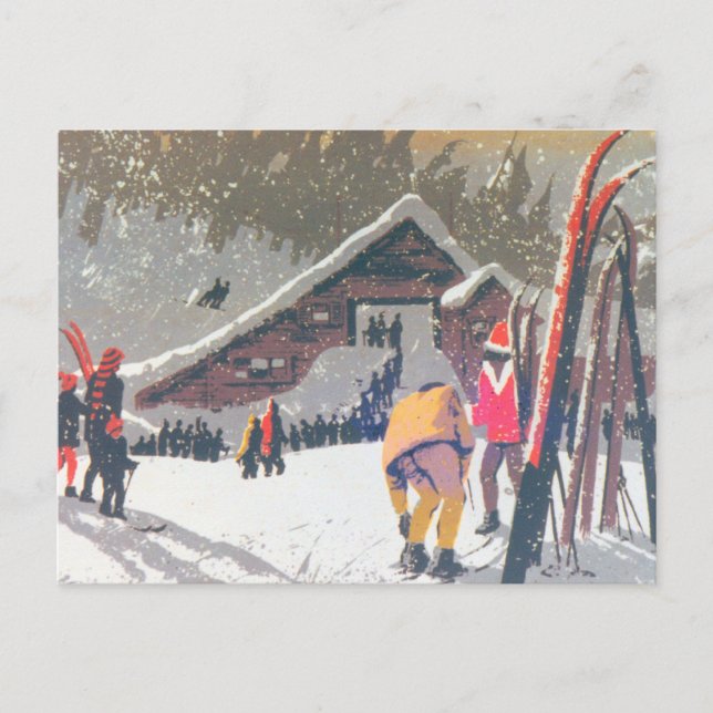 Vintage ski  image, Ready to compete Postcard (Front)