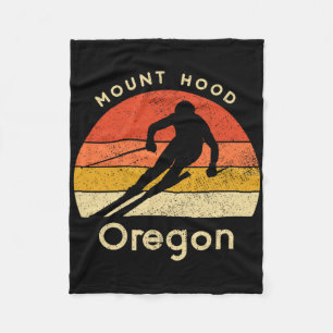 Vintage Ski Mount Hood Oregon Mountain Fleece Blanket