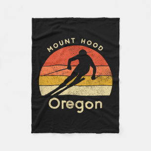 Vintage Ski Mount Hood Oregon Mountain  Fleece Blanket