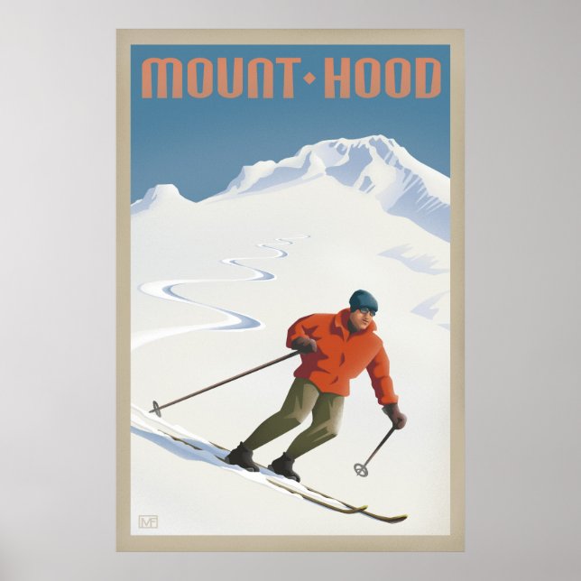 Vintage Ski Mount Hood retro travel poster (Front)