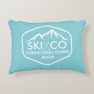 Vintage Ski Mountain Steamboat Springs Colorado Accent Pillow