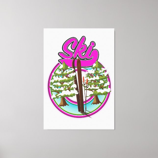vintage ski pink logo canvas print (Front)