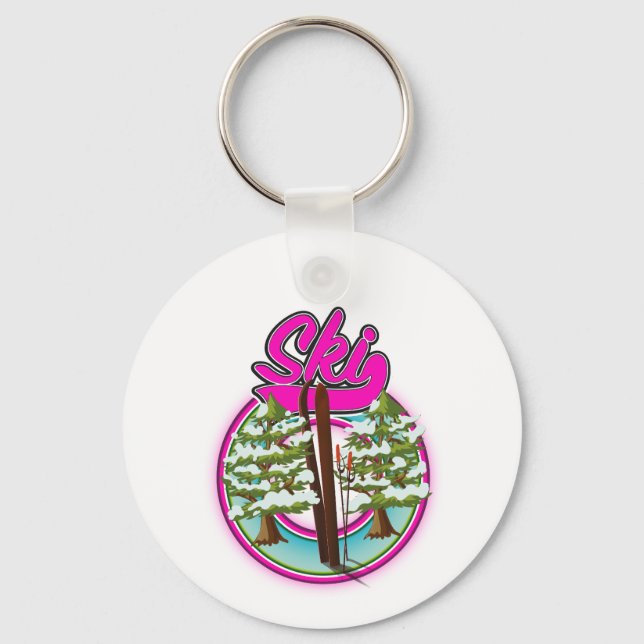 vintage ski pink logo keychain (Front)