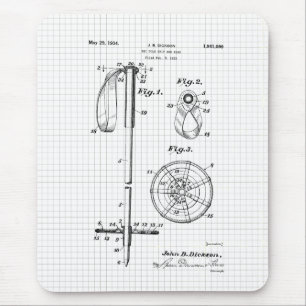 Vintage Ski Pole Patent Mouse Pad