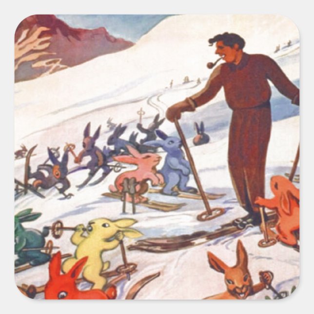 Vintage Ski Poster, Arlberg, St Anton Square Sticker (Front)