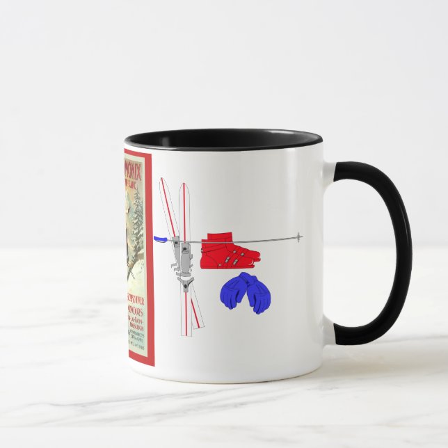 Vintage Ski Poster, Chamonix, Mont Blanc Mug (Right)