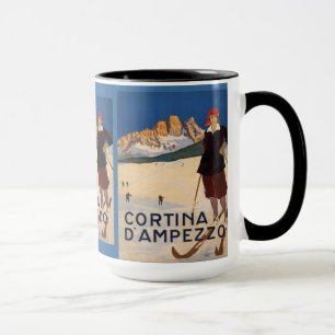Vintage Ski Poster, Cortina d'ampezzo,  Italy Mug