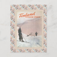 Vintage Ski Poster,  Finland for winter sports