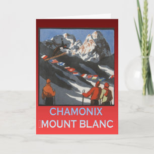 Vintage Ski Poster, France, Chamonix, Mt Blanc Card